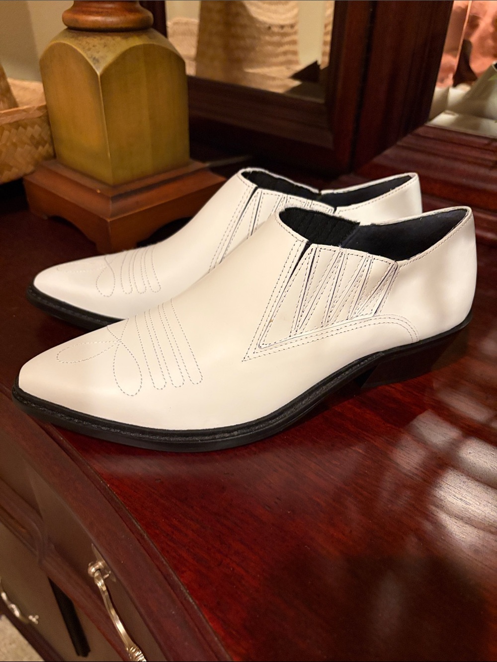 Gianni Bini White Slip-On Western-Inspired Men's Shoes